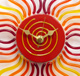 red-orange fused glass wall clock